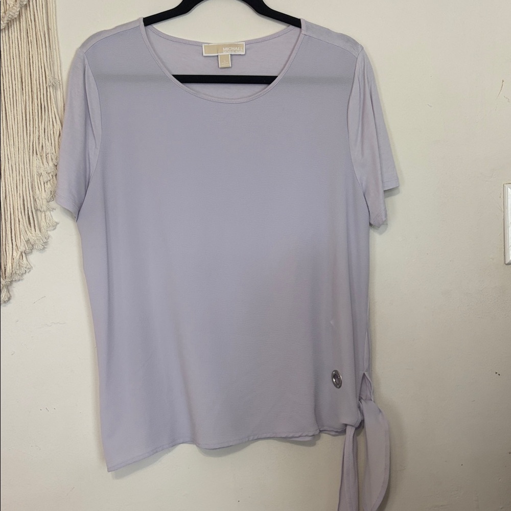 Michael Kors Lavender Short Sleeve Side-Tie Tee
